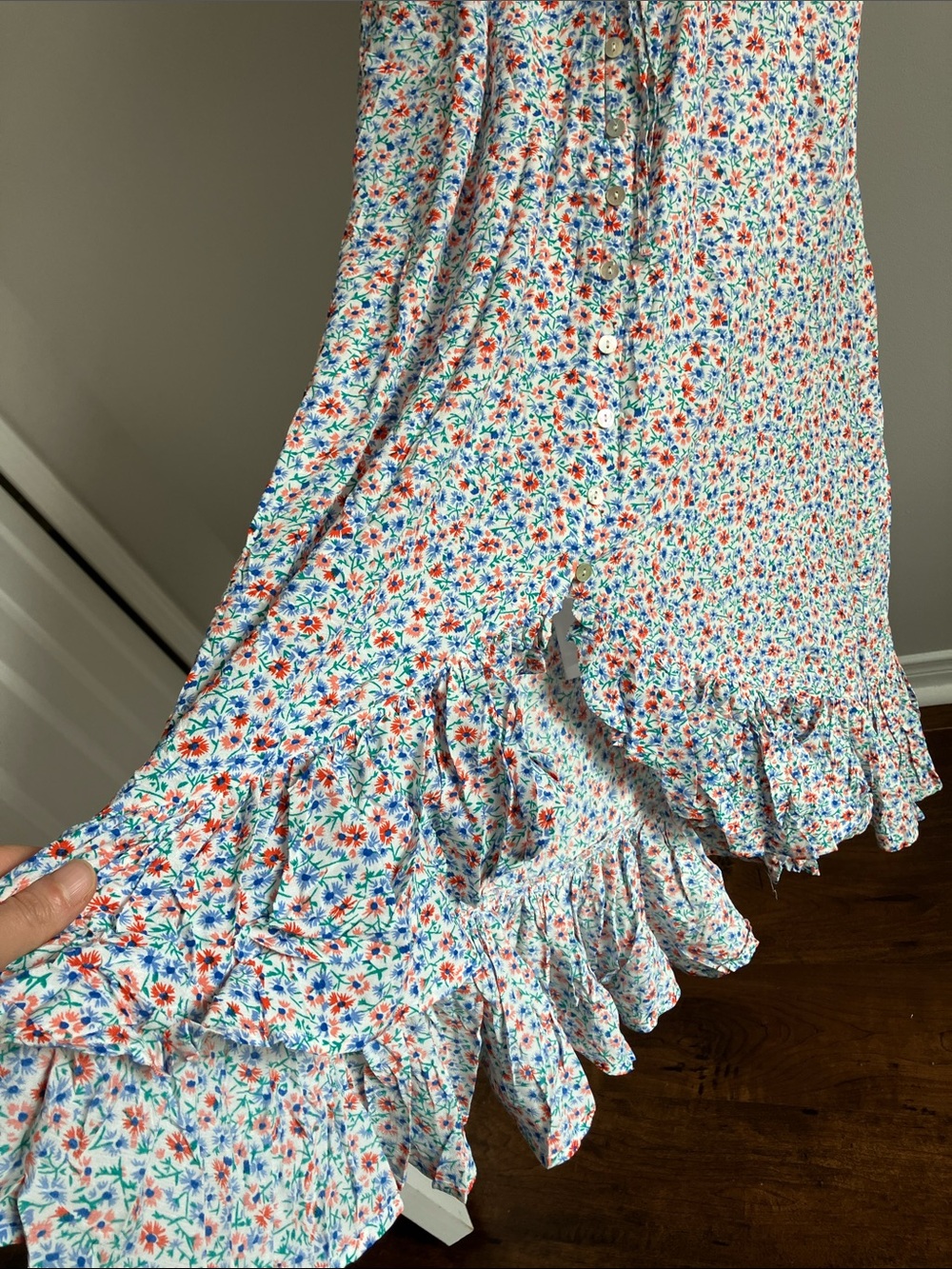 Rails Frida Floral High-Low Midi SunDress ruffle hem strappy size M - Picture 7 of 12